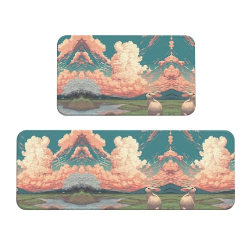 Alfombrillas de cocina antideslizantes Lonely Little Animals, juego protector de suelo para hogar 2