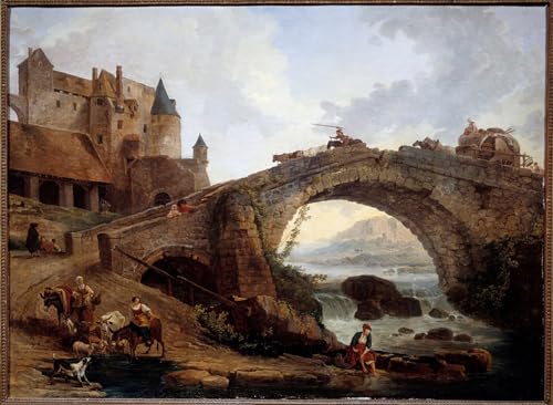 Póster de Lienzo Hubert Robert Corrige Paredes Vacías con Arte de Paisaje para Dormitorio