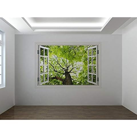 Beautiful Spring Tree Leaves Photo Window Wall Sticker Wall Mural (5270055ww) (60cm x 40cm) Cover