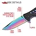 Tac-Force- Folding Pocket Knife – Rainbow TiNite Coated Drop Point Blade and Liner, Black Aluminum Handle w/Rope Cutter, Glass Punch, and Pocket Clip, Tactical, EDC, Rescue - TF-509