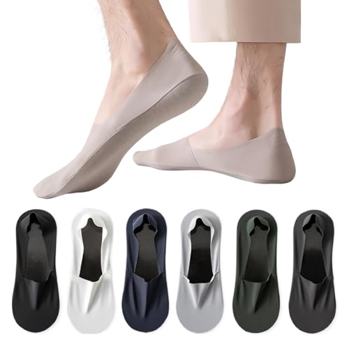 7 Pairs No Show Socks for Men, Invisible Ice Silk Low Cut Liner Socks with Non-Slip Grips