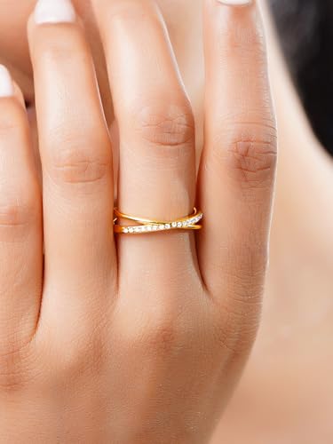 Image of 18K Gold Plated Statement Ring for Women | Stylish Classy Rings | Waterproof and Anti Tarnish Jewellery | Rakhi Gift for Sister | Gifts for Women | 1 Year Warranty*