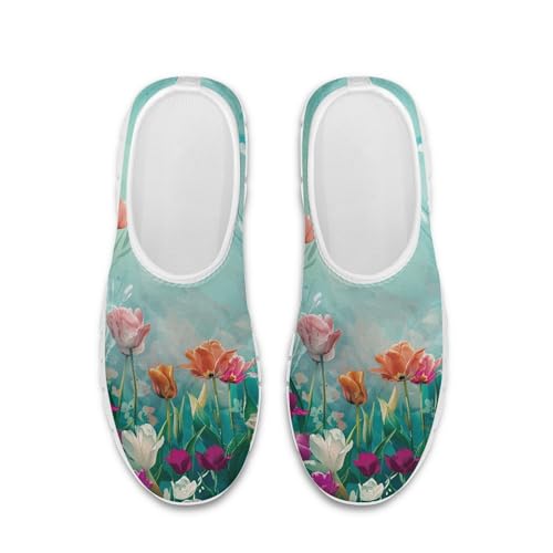 Image of Hummingbird Floral Print Lightweight Walking Shoes for Women Mesh Casual Sneakers Size 5-10.5