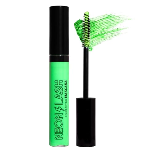 Rímel luminoso ultravioleta, rímel fluorescente arcoíris, rímel impermeable de color neón, rímel extendido, rímel extendido para uso en el escenario de la fiesta de Halloween (#2 Verde)