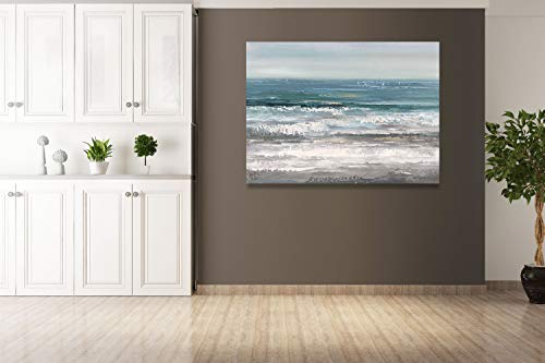 Yihui Arts Large Dinning Room Wall Art Hand Painted Modern Abstract Seascape Canvas Oil Painting Ocean Beach Coastal Picture Artwork for Home Decor - Image 4