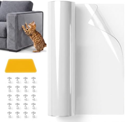 Uross Kratzschutz Sofa Katze Transparent 1200CM x 43CM, Katzenschutz Selbstklebend Tape Extra Long, Anti Kratz Folie für Katzen, Couch Schutz Katze, Wandschutzfolie Selbstklebend f