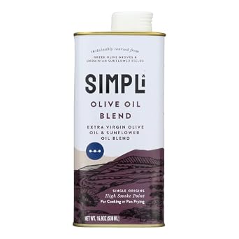 SIMPLi Oil Blend, Sunflower Oil Cooking Blend with Extra Virgin Olive Oil, Cold Pressed and High Heat Ready, Subtle and Nutty Taste, 16.9 oz
