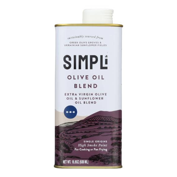 Image of SIMPLi Oil Blend, Sunflower Oil Cooking Blend with Extra Virgin Olive Oil, Cold Pressed and High Heat Ready, Subtle and Nutty Taste, 16.9 oz