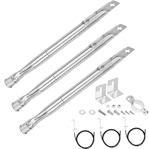 GFTIME 35,5 bis 48,3CM Universal Brenner für Charbroil, Napoleon, Landmann, Enders, Barbecook, Tepro, Taino, Proficook, Verstellbarer Edelstahl Brenner zubehör, 3 Stück