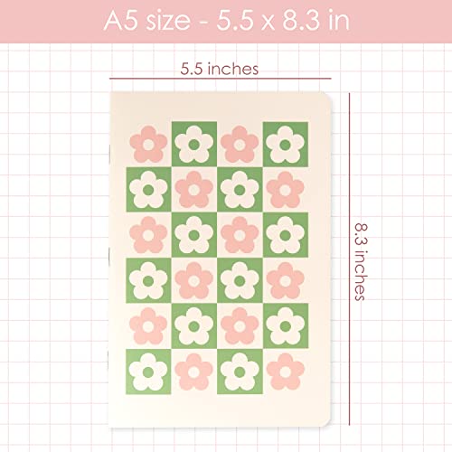 Thinkable Cute Journal Set, 4 Pack Pastel Notebooks, A5 60 Pages, Green Pink Aesthetic Notebook For Girls, Pretty Stationery, Travel Journal For Women Lined Paper, Soft Cover Journals #TOP1