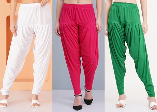 Image of Buy That Trendz Patiyala Pants for Women 3 Combo Patiyala Salwar Harem Viscose Bottoms Pants for Womens