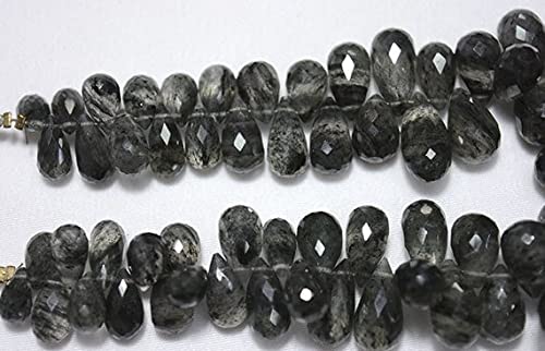 Quartz rutilé en perles gouttes facettées de grande taille pour la création de bijoux uniques