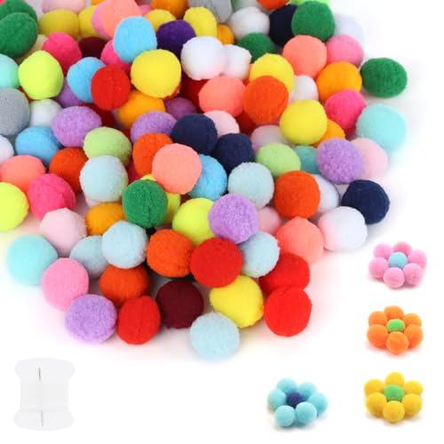 150 pompones de colores para manualidades, 3 cm, mini pompones, bolas de peluche mullidas, accesorios para fiesta de cumpleaños, boda, Navidad, guirnalda para habitación de los niños, para costura,