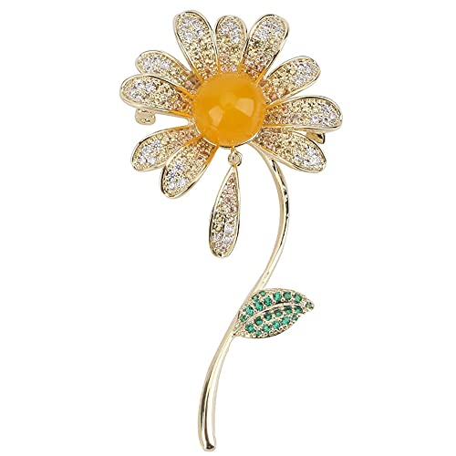 Brooch Pins For Women Fashion, 2022 Small Daisy Flower Brooch With Natural Beeswax Gemstone Elegant Temperament Suit Women Brooch #TOP3