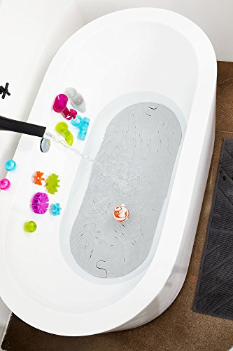 Boon Bathtub Mat Griffle | Rubber Soft Textured Non Slip Baby Bath Mat for Tub with Drainage Holes and Suction Cups | BPA Free
