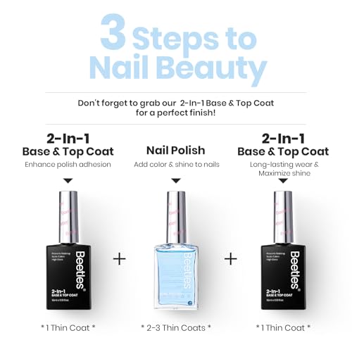 Image of Beetles Nail Strengthener, Oceanic Blue Nail Concealer Air Dry Natural | Nail Strengthener and Growth for Damaged Thin Nails Weak Nails Fingernail Strengthening Women Gift 0.51 FL OZ