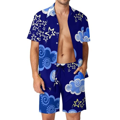 Chemise Hawaïenne Homme Lune Ensemble Short Anti Transpiration Plage S