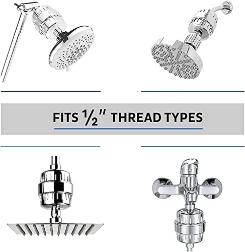 Shower Filter for Heavy Duty Filtering & Softening with Vtamin C, Water Softener Shower Head for Hair Loss, High Output 70% Water Filtration & 30% Rejuvenation Shower Water Softener with 3 Cartridges