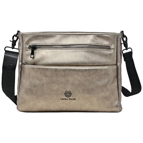 Laura Valle Bolso Bandolera Mujer Mediano Modelo MICHELLE – Bolso Bandolera Mujer Elegante y Práctico Modernos | Bolso Hombro Con Estilo Para Cada Día Y Cada Ocasión (Bronce)