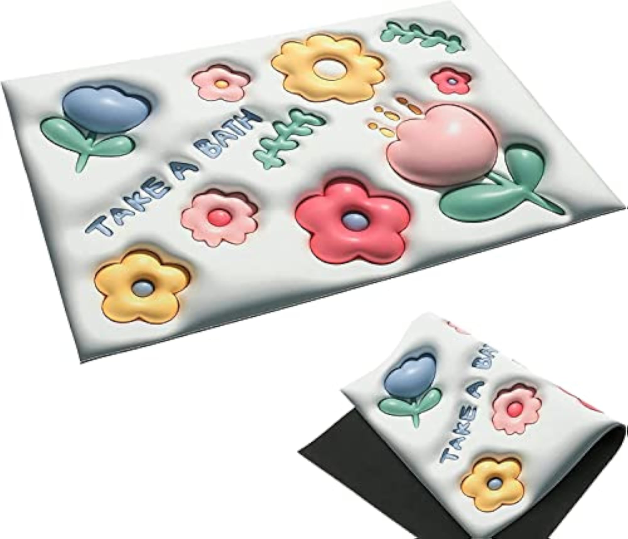 3D Visual Anti-Slip Absorbent Bath Mat, Quick Drying