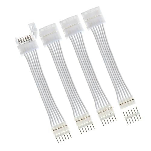 Image of Litcessory 6-Pin to Cut-End Extension Connector Compatible with Nanoleaf Essentials Lightstrips (2in, 4 Pack, White)