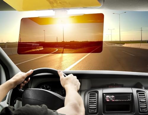 Image of Car Sun Visor, 2 in 1 Universal Day and Night Anti-Glare Visor Sun Visor Extender, Visor Blocker, Night Vision Anti-Dazzle Windshield Driving Visor, UV-Filtering Eye Protector for SUV