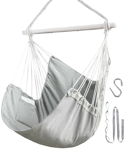 Image of Lulladle Hammock Chair Hanging Rope Swing - Hammock Chair Bedrooms - Swing Chair Indoor - Hanging Chair Outdoor - Max Weight 500 Lbs