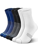 PAPLUS 3 Pairs Running Compression Socks for Men & Women, Atheltic Crew Socks with Cushion, Arch Support for Hiking, Cycling