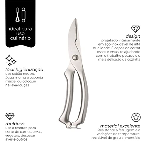 Tesoura para Frango Aço Inox 25 cm Mimo Style Prata