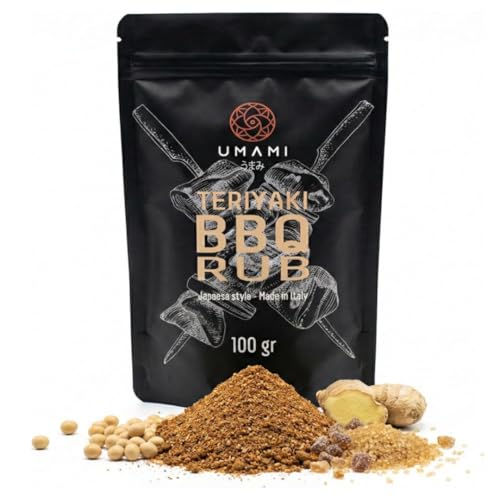 Umami Teriyaki BBQ Rub 100g - Mélange d'Épices pour Barbecue - Saveur Japonaise pour Viande et Poulet - Sans Conservateurs - Fabriqué en Italie