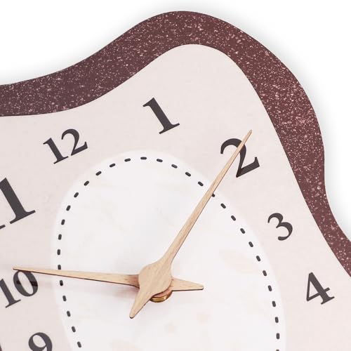Mid Century Irregular Shape Retro Wall Clock,14 x 10 Inch, Brown - Image 5