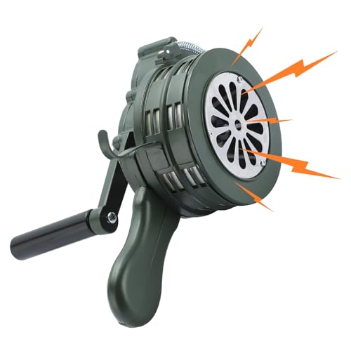 MAOPINER Handheld Air Raid Siren, 110db Hand Loud Crank Operated Air Raid Siren Home Self Protection Security Alarm Siren Aluminum Alloy Crank, Hand Crank Siren