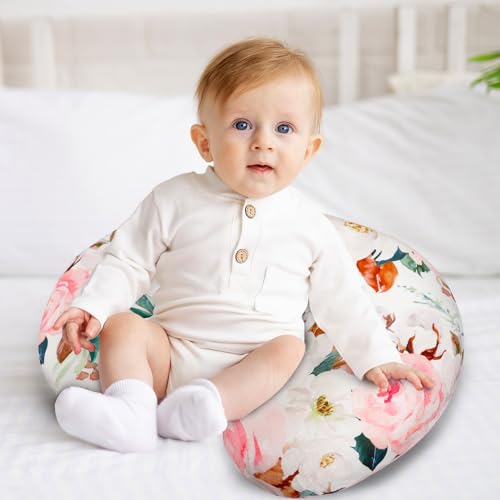 DILIMI Nursing Pillow Cover, Soft Stretchy Nursing Covers for Breastfeeding Pillows, 1 Pack Reversible Removable Slipcover for Baby Boy and Girls, Floral