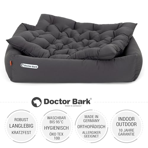 Doctor Bark Hundebett Orthopädisch - Waschbar bis 95°C, Geruchsfrei & Hygienisch - Kuscheliger Hundekorb Grosse Hunde mit Hundematratze (XL - 100x90 cm, Grau)