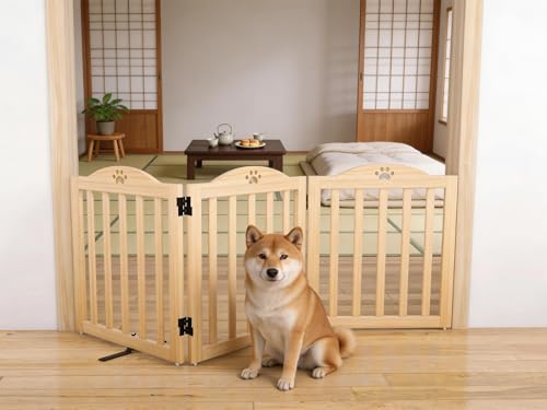 Pshelfy ペットゲート 置くだけ ペットフェンス 室内 幅約151cm 高さ60cm 犬フェンス 折りたたみ収納 仕切りゲート 倒れない 中小型犬用 360度回転連結 3連式パネル