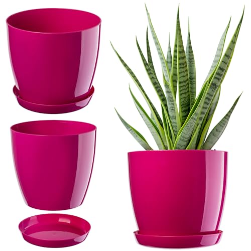 KADAX Blumentopf mit Untersetzer Ø 28 cm, amarantrot Pflanzkübel für Innen- und Außenbereich, ideal für Wohnzimmer, Balkon, Bad oder WC – lebendige Farben bringen Frische in jeden Raum