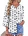 OFEEFAN Summer Tops for Women 2026 Business Casual Tops 3/4 Sleeve Shirts Work Tops Button Up Shirts Comfort Colors Tshirt Polka Dot Top L