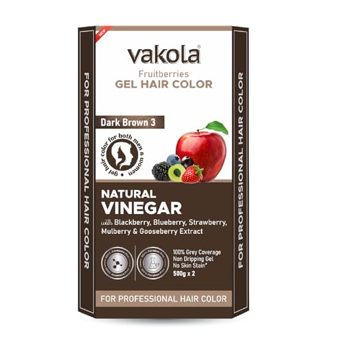 Image of Dark Brown 20 Minutes Gel Hair Color, Fruitberries Extracted - 100% Grey Coverage, No Skin Stain- 500ML Developer and 500ML Colorant, Pack of 1
