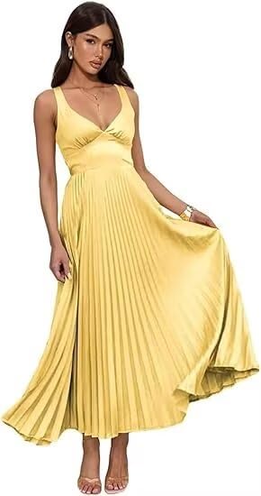 Women's Bridesmaid Dresses Satin A-line Pleated Long Formal Prom Party Dress Wide Straps