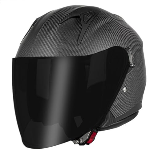 Casco abierto de moto vintage 3/4 de fibra de carbono homologado para scooter y custom