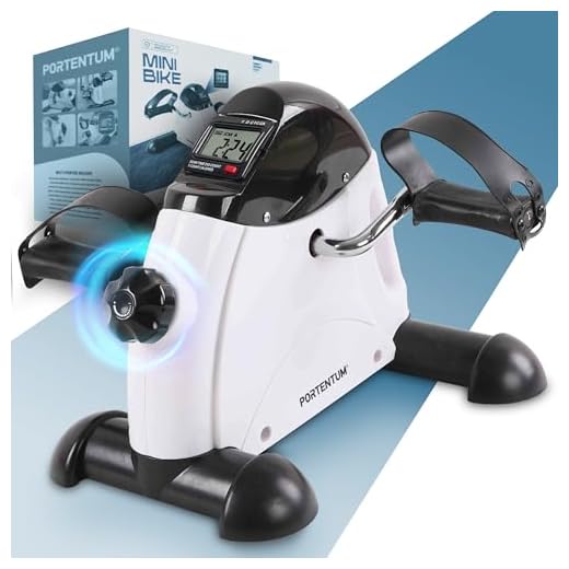 PORTENTUM Pedales estaticos Personas Mayores Pantalla LCD 6 Funciones – Pedaleador Brazos y piernas Compacto con Resistencia Ajustable y asa de Transporte – Diseño portátil para Ejercicio en casa