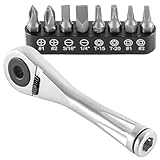 ARES 70040 | 1/4-inch Drive Close Quarter Micro Bit Ratchet | This Mini Screwdriver has a High Torque 72-Tooth Gearhead, 5 Degree Sweep and Spring Loaded Detent Ball Bit Holder