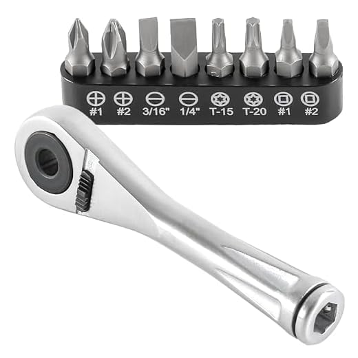 ARES 70040-1/4-Inch Drive Close Quarter Micro Bit Ratchet | Mini Screwdriver with High Torque 72-Tooth Gearhead - 5 Degree Sweep - Spring Loaded Detent Ball Bit Holder