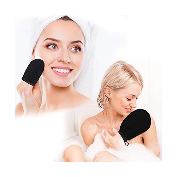 5-Pieces-Self-Tanning-Mitt-Applicator-Kit-Includes-Exfoliating-Glove-Tanning-Mitt-Mini-Face-Mitt-Back-Lotion-Applicator-with-Self-Tanner-Brush-Large-Flat-Top-Makeup-Brush-Black 5 Pieces Self Tanning Mitt Applicator Kit, Includes Exfoliating Glove, Tanning Mitt, Mini Face Mitt, Back Lotion Applicator with Self Tanner Brush Large Flat Top Makeup Brush (Black)