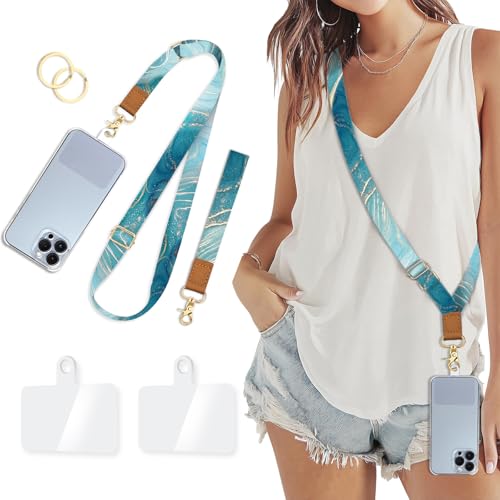Image of Piefly Cell Phone Lanyard Crossbody Wrist Strap Adjustable for Women Marble | Travel Daily Cruise, Around the Neck, Hands-free, Universal, Fit Keys ID badge, Accessories, Compatible with Most Smartphones