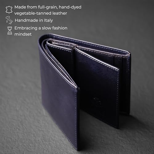 Image of Time Resistance Leather Men's Wallet - Minimalist Wallet Design with Credit Card Holder, Magnetic Coin Holder, and Cash Slots (Blue)