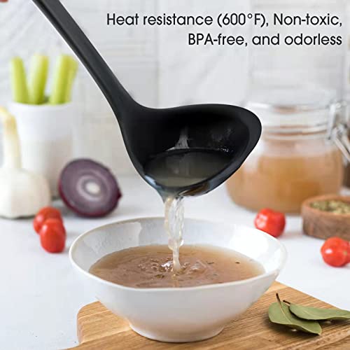 Armrouns SP-L 1 12 Inch Silicone Ladle Spoon Set Of 2, Long Handle Soup Spoons Seamless & Nonstick, Heat Resistant 600 °F Kitchen Soup Ladles thumb #1