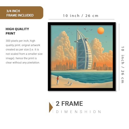 Image of kotart Modern Art City Vibes Wall Decor - Retro Travel Theme Wall Poster with Frame for Room Office Living Room Hotel Home Decor - Photo Frames - Framed Posters / Paintings Set of 8 (Art 4, Small(10x13 or 10x10 inch), Framed)