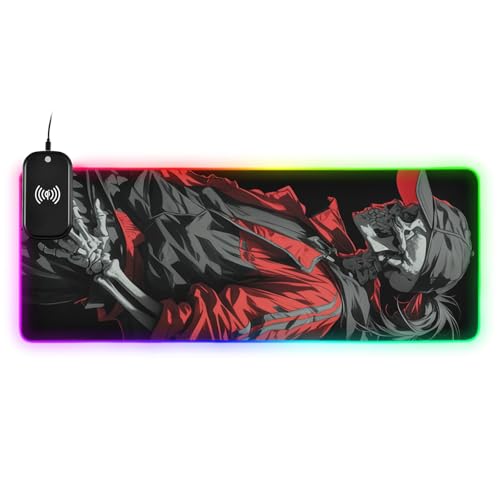 Tapis de souris squelette graffiti rouge noir xxl avec surface glisse fluide