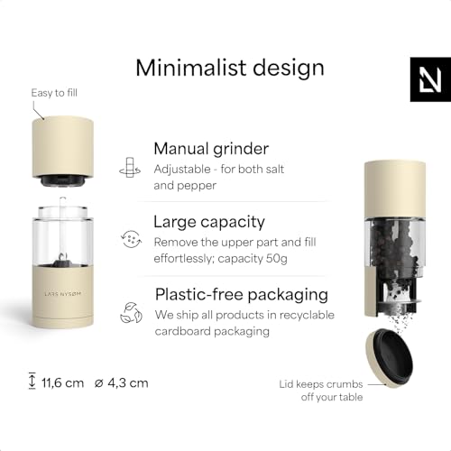 LARS NYSØM Salt and Pepper Grinder Set, Manual Salt and Pepper Mills with Adjustable Ceramic Grinder, Design Spice Shaker Set (Berry Red) - Image 5